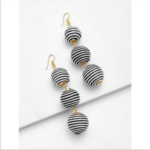 Earrings Drop Statement Triple Ball w/ Stripes NEW